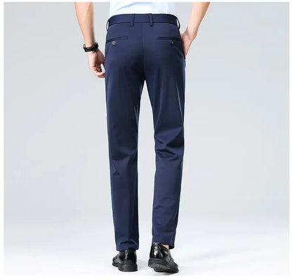 Men's Stretchy Casual Pants Business Suit Pants Spring Summer Breathable Dress Pants Full Length Homme Work Trousers