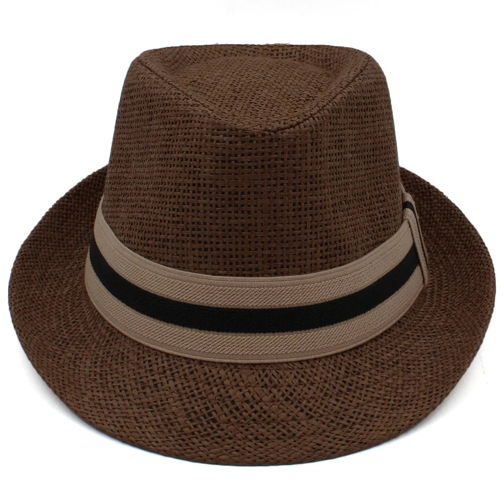 2 Sizes Parent-child Men Women Kids Boy Straw Fedora Hats Summer Trilby Sunhat Classical Jazz Caps Sombrero Beach Outdoor Travel