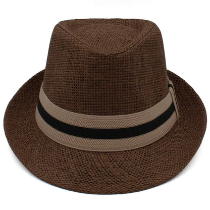 2 Sizes Parent-child Men Women Kids Boy Straw Fedora Hats Summer Trilby Sunhat Classical Jazz Caps Sombrero Beach Outdoor Travel