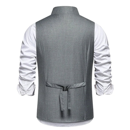 Men's Wedding and Party Vest with Diagonal Front Placket and Single-Button Closure