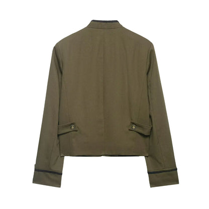 Women's Blazer Jackets Armygreen Coat 2026 zartins Outwear Patchwork Long Sleeve Tops Elegant Fashion Woman Jackets Coat Tops