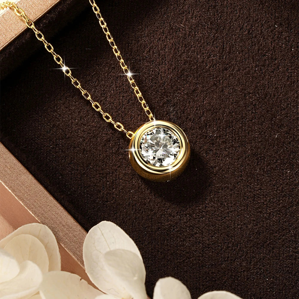 Certified 4mm-7.5mm Bubble Moissanite Necklace Sparkling Solitaire Lab Diamond Pendant Necklaces for Women Jewelry