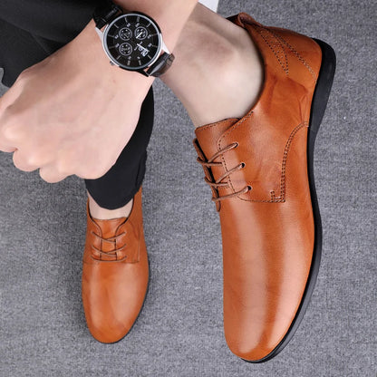 Fashion Simple Mens Oxford Shoes Breathable Male Business Footwear Handmade Formal Dress Shoes Genuine Leather Men Casual Shoes