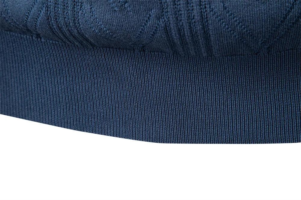 2025 Modern V-neck Polo Men Solid Color Long Sleeve Fashion Forward Cut Luxury Business Social Premium Sweaters Male