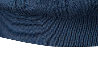 2025 Modern V-neck Polo Men Solid Color Long Sleeve Fashion Forward Cut Luxury Business Social Premium Sweaters Male