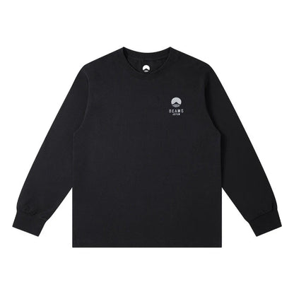 Autumn Limited Edition Japan Fuji Mountain Embroidered Loose Couple Men Women Long Sleeve T-Shirt Cotton Casual O-Neck Tops