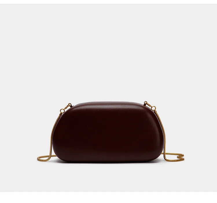 Classic round Box Handheld Dinner Bag Miniature Retro Metal Handle Chain Shoulder Strap Crossbody Bag Street Trend Hard PU Bag