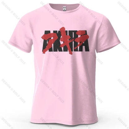 Akira Japanese Font Printed Men's T-Shirt 100% Cotton Oversized Classic Graphic Tees for Women Tops Tees Streetwear