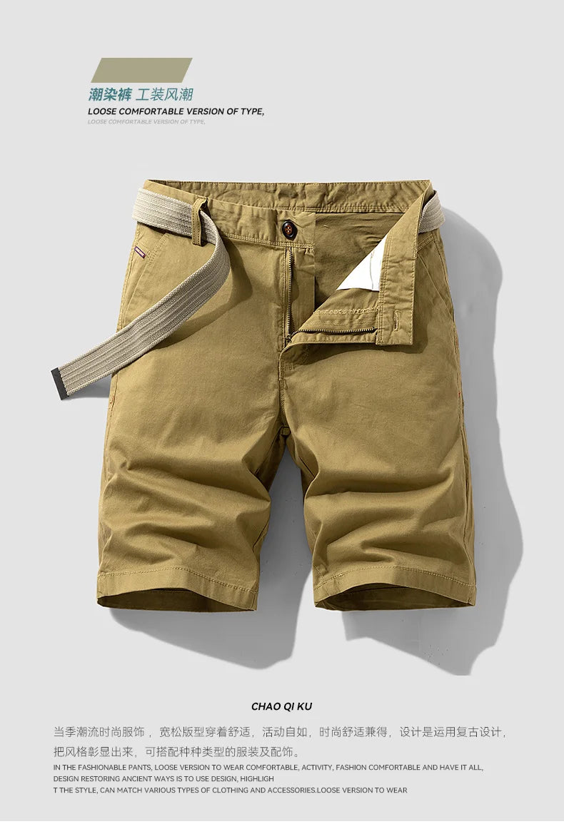 Men Summer Five Points Pants Male Trendy Loose Casual Daily Short Simple Fashion Versatile Solid Color Straight Leg Cargo Shorts