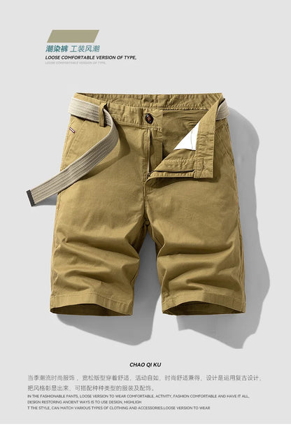 Men Summer Five Points Pants Male Trendy Loose Casual Daily Short Simple Fashion Versatile Solid Color Straight Leg Cargo Shorts
