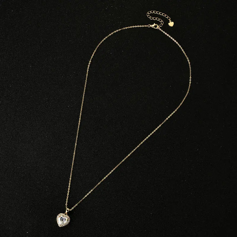 2ct D Color Moissanite Love Heart Pendant Necklaces 925 Sterling Silver Necklace Chains for Women Wedding Jewelry Gift