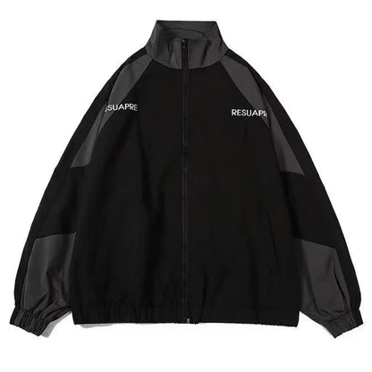 Reflective Striped Jacket Windbreaker Coat 2024 Men Hip Hop Streetwear Zipper Up Jacket Harajuku Thin Coats Sports Black Blue