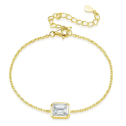 1/2Carat Bezel Set Solitaire Moissanite Diamond Bracelet for Women 925 Silver Marquise/Pear/Oval/Radiant Cut Diamond Hand Chain