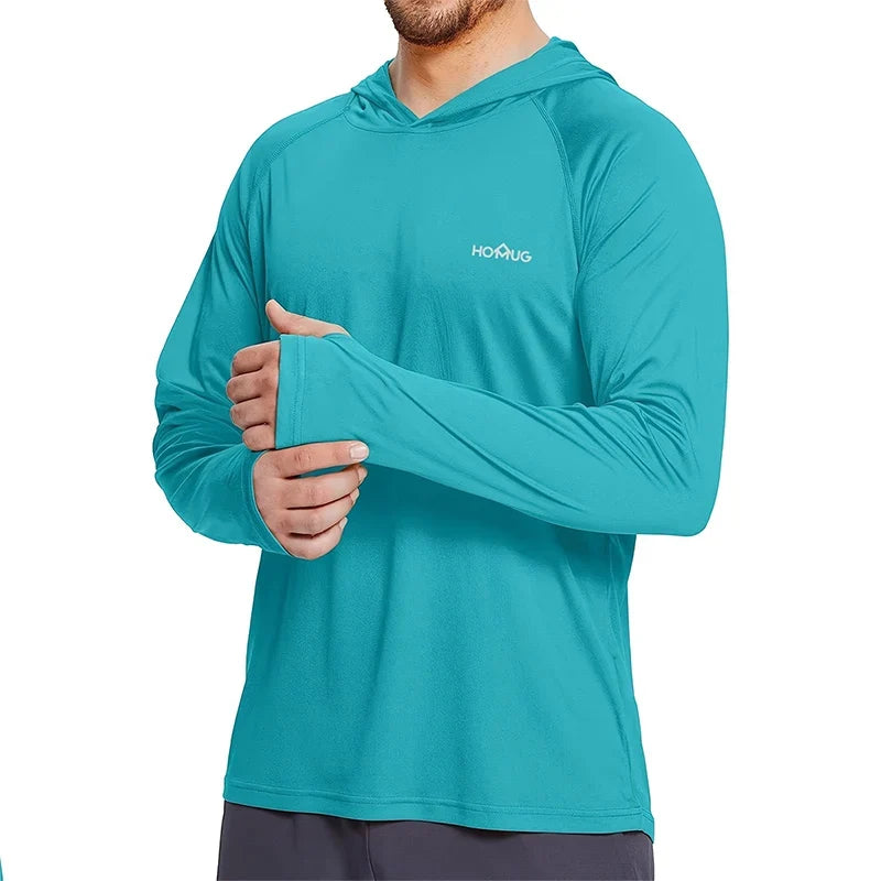 Sun Protection T-Shirt Hoodie Men's UPF50+ Sun Protection Long Sleeve T-Shirt Quick Dry Breathable Hiking Sunscreen Fishing Wear