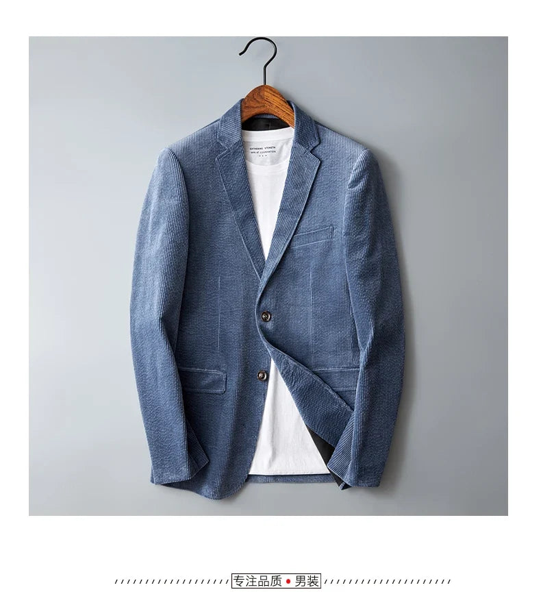 Autumn Winter 2025 New Korean Version of Fashion Handsome Men Young Slim Casual Corduroy Suit Cotton Corduroy Suit Jacket  M-4XL