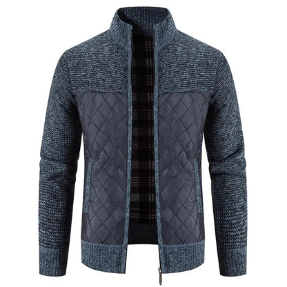 Autumn Winter New Men's Jacket Slim Fit Stand Collar Zipper Jacket Men Solid Thick Warm Jacket Men Sweater
