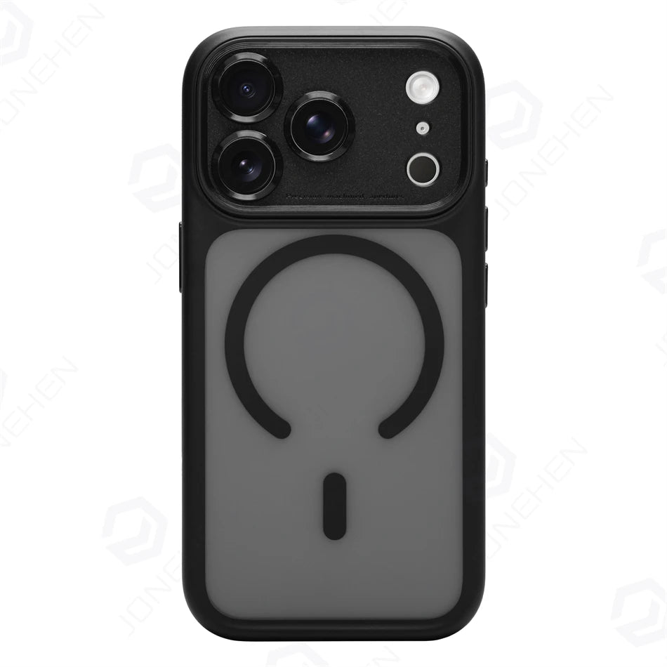 جراب خلفي برتقالي غير لامع ومقاوم للصدمات مع إطار عدسة كاميرا Magsafe قابل للفصل لهاتف iPhone 17Pro 17 Pro Max وزر الكاميرا