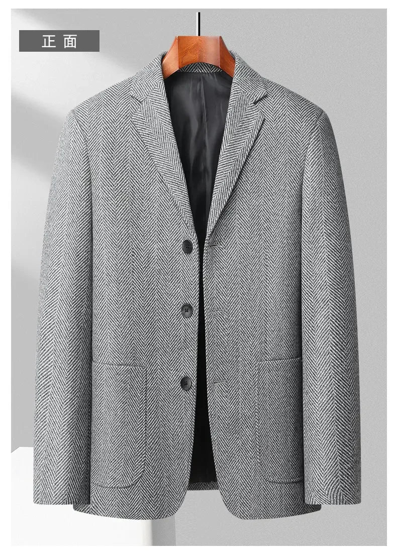 Mens Blazer Fashion Business Handsome Gentleman Korean Version of British Style Leisure Slim Solid Color Wedding Work Blazer