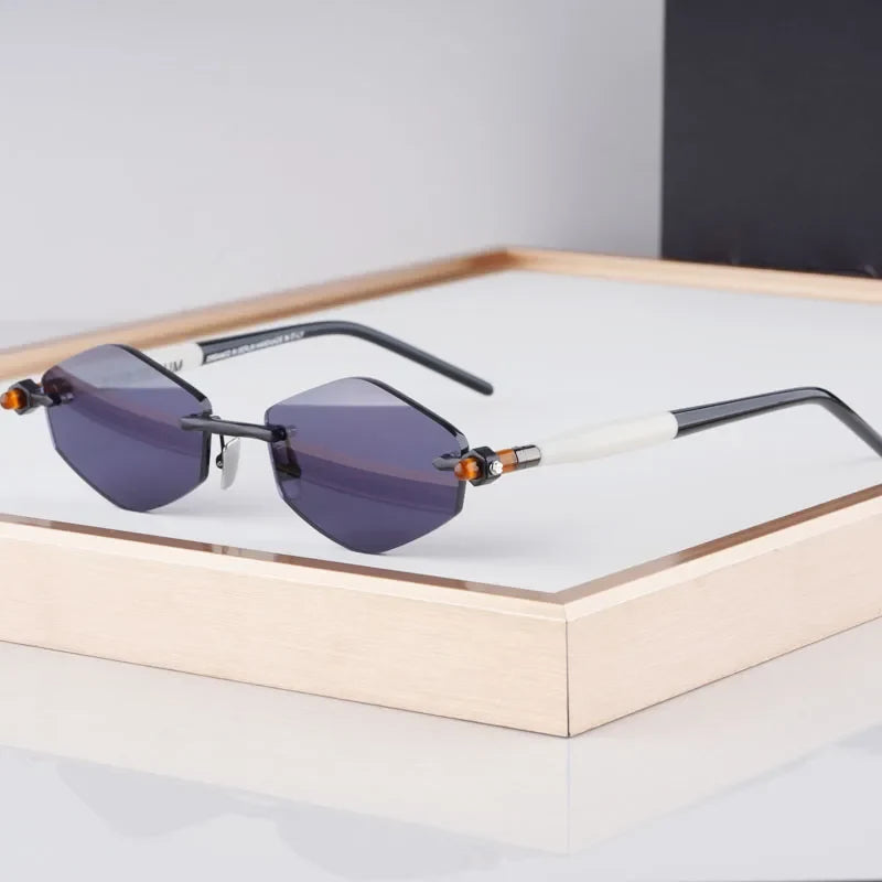 P60 Polygon Luxury Rimless Sunglasses for Men Women Acetate High Quality Germany Brand Fashion Design Gift UV400 Outdoor Eyeware