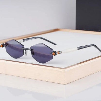P60 Polygon Luxury Rimless Sunglasses for Men Women Acetate High Quality Germany Brand Fashion Design Gift UV400 Outdoor Eyeware