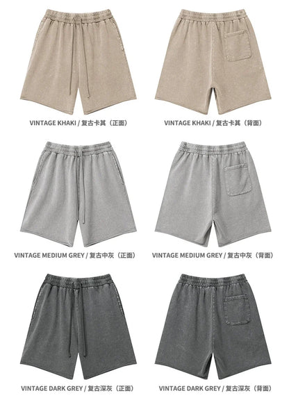 New 2025 Men Summer Loose Edge Washed Cotton Shorts Unisex Retro High Street Distressed 330gsm Shorts Brand Clothes HY1056