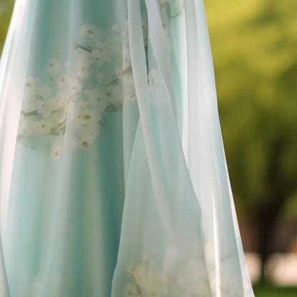 Temperament Chinese Style Summer Women's Zipper Printing Bandage Simplicity Office Lady Loose Slim Chiffon Fairy A-line Skirt