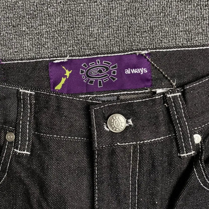 New Always Jeans High quality Printed Embroidery Straight Jeans Black Pants Men Jeans Printing Trend Street Wear AlwaysJeans Men