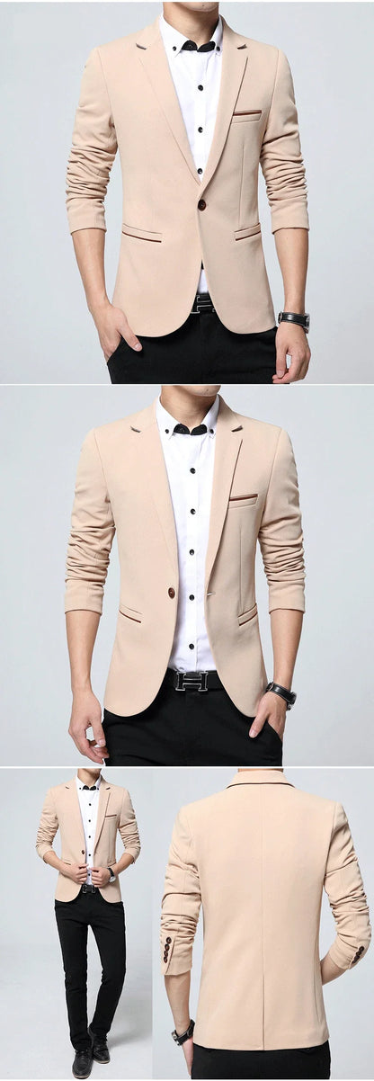 Men's Smart Casual Suit Blazers Slim Fit Sport Coat Fashion Formal Dress Groom Marriage Suit Coat Spring Autumn Outwear