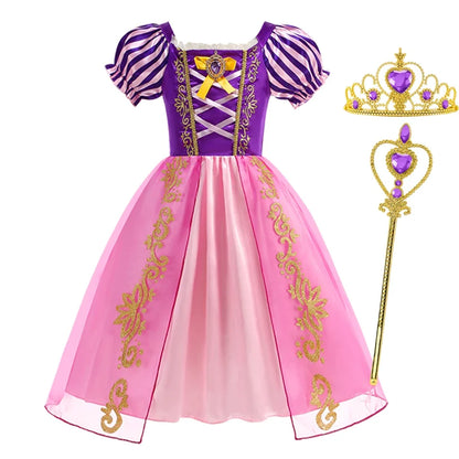 2026 Girls Costume Sleeping Beauty Aurora Princess Party Rapunzel Halloween Snow White Cosplay Costume Kid Cinderella Dress up
