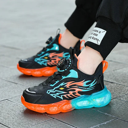 New Boys Sport Shoes Kids Anti-Skid Basketball Sneakers Lightweight Outdoor Running Shoes Children Training Swivel Buckle Design