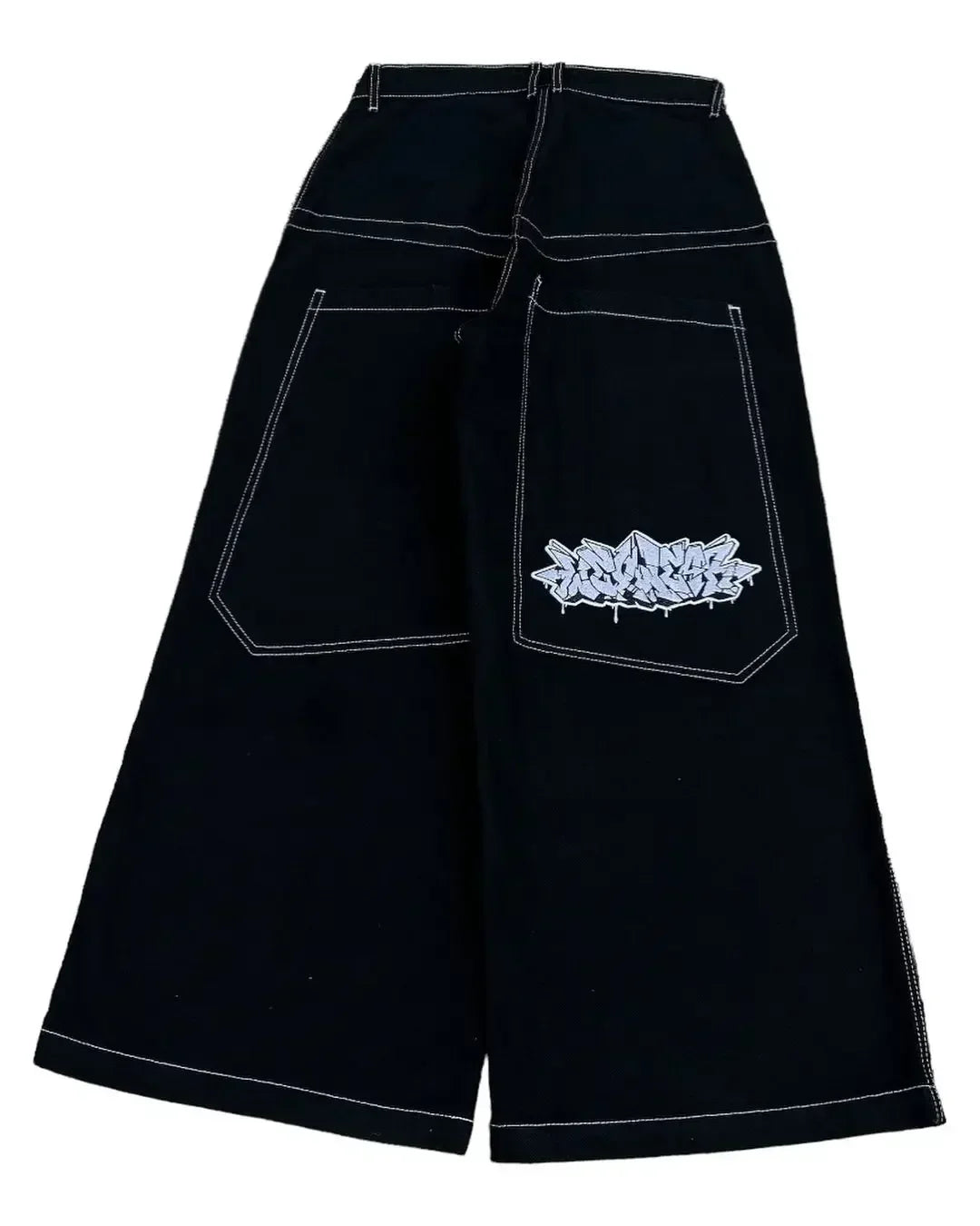Y2k Baggy New Wexwear Stripes Black Pants Embroidered Jeans Streetwear Men Harajuku Hip Hop Women High Waist Wide Trouser