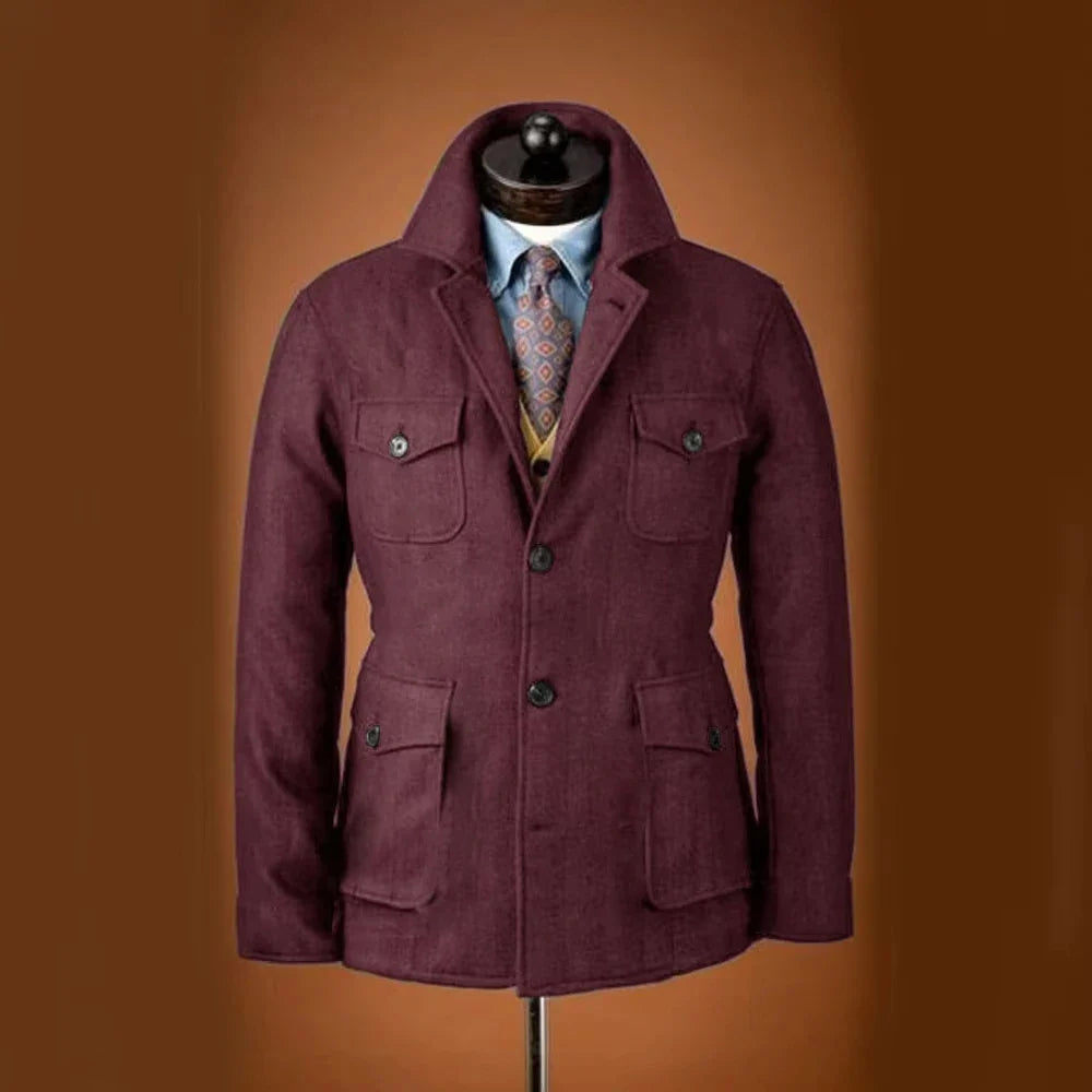 Men's Tweed Jacket Tuxedo Woolen Suit High Quality Costumes Wool Single Breasted Casual Slim Fit Male Blazers Autumn Winter