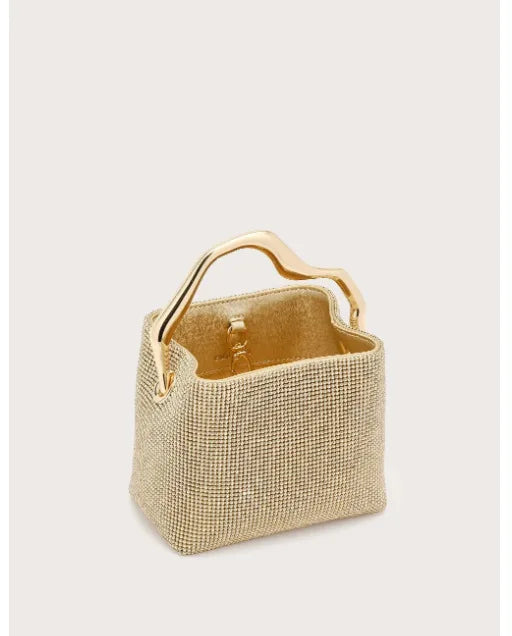 Luxury Satin Bucket Bag Women's Handbag Crystal Shiny Rhinestone Diamond Evening Bag Wedding Party Clutch Purse Crossbody Bag