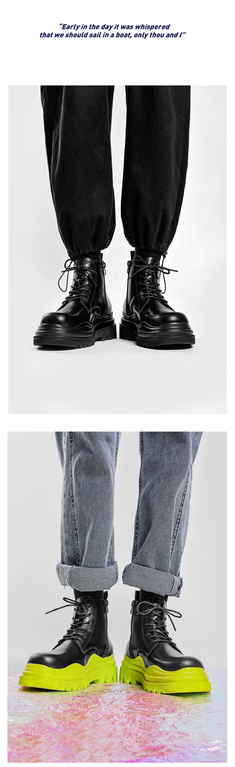 Fashion Mens Sheoes Platform Chelsea Boots Thick Bottom Split Leather Ankle Boots Male Footwear Round Toe Short Boots
