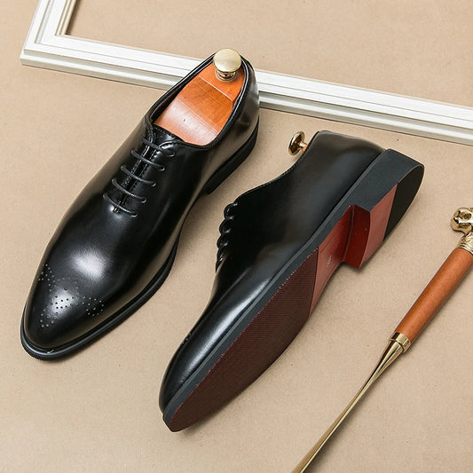 Men's Genuine Leather Dress Shoes Classic Oxford Soft Comfortable Lining Non-Slip Rubber Sole Business Office Formal Occasions