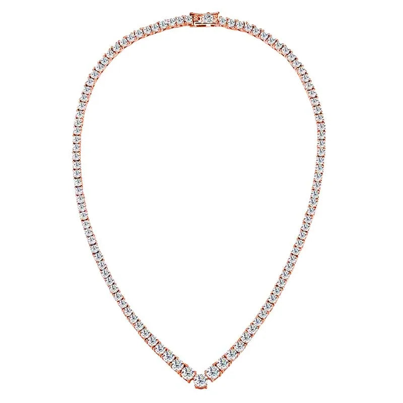 Moissanite Tennis Necklace for Woman V Style Wedding Party Neckchain 925 Sterling Sliver Plated 18k White Gold Necklace