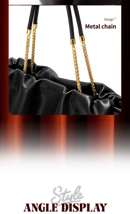 Fashion Classic Luxury Design Women's New Shoulder Bag Commuter Large Capacity Drawstring Design Bag