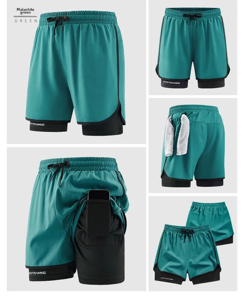 Men Running Shorts Gym Sports 2 in 1 Camo Quick Dry Workout Training Gym Fitness Jogging Short Sweatpants Summer Men Sportswear