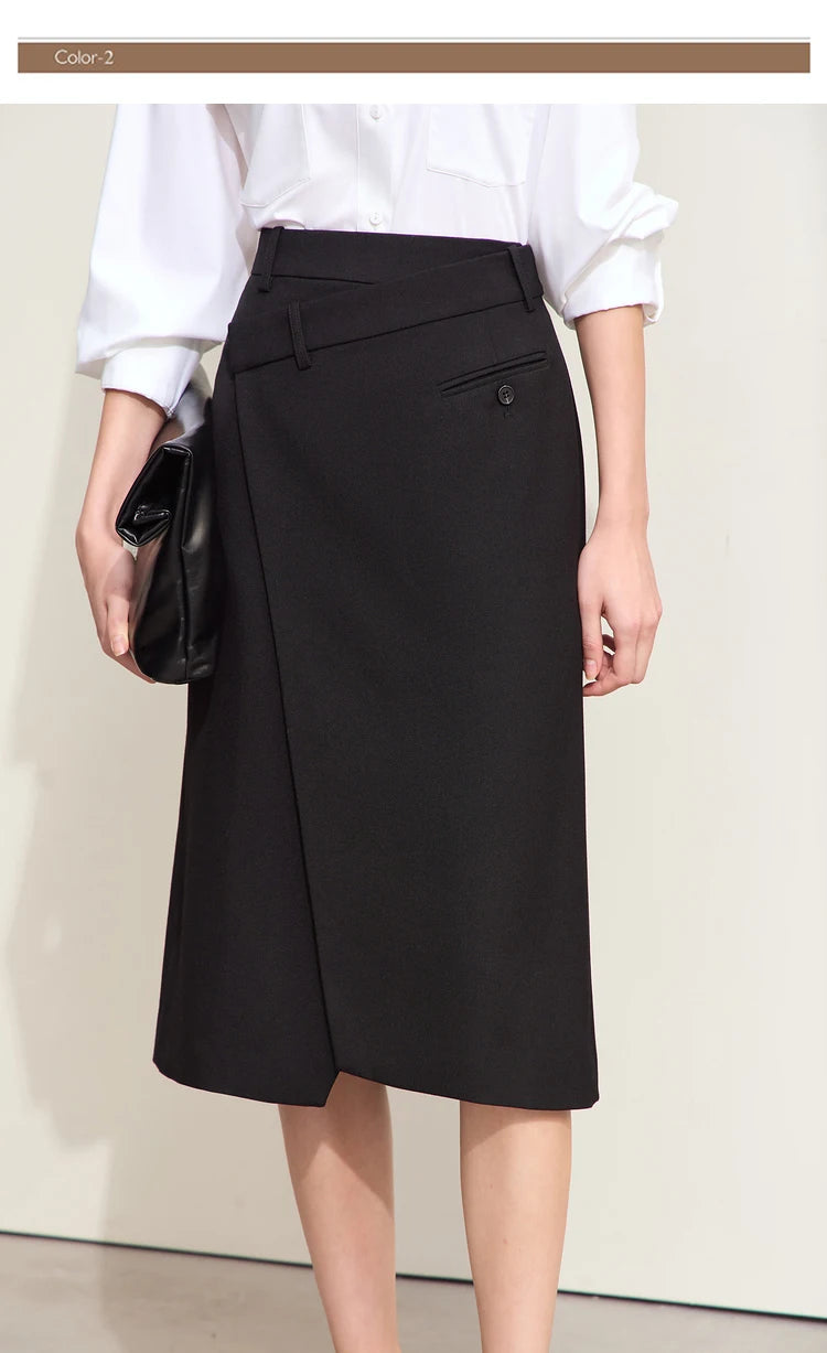 Minimalism 2024 Autumn Skirts for Women New Commuter Intellectual One-piece Wrap A-line Solid Slim Blazer Skirt 12443019