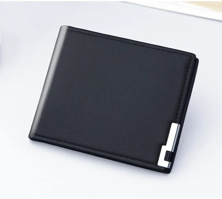 Short Men Wallets Card Holder Photo Holder Slim Male Print Wallet High Quality PU Leather Money Bag New Kpop Small Men's Purse