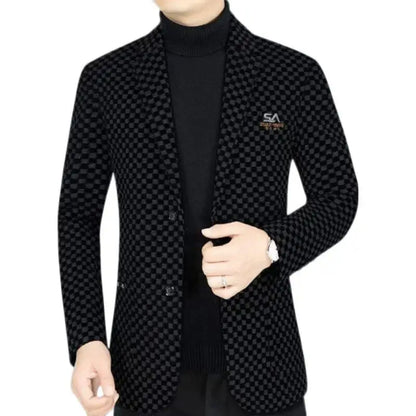 Winter Add Velvet Woolen Suit Jackets Men Thick Warm Wedding Blazers Brand Casual Business Dress Coat Social Office Streetwear