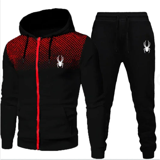 2026 New Spring Autumn Men's Long Sleeve Hoodie; Pants Two-piece Set Fashion Outdoor Running Sports Suit