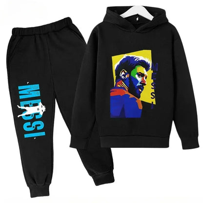 Messi Print Children's Set Sports Hoodie Pants Suit 2pcs Set Boys Girls Baby Kid Clothing Casual Fashion Autumn Winter sportsuit
