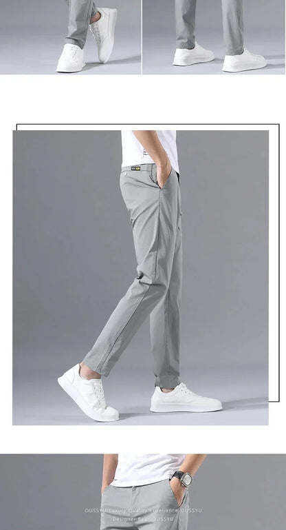 Summer Thin Slim Casual Pants Men Classic Business Cotton Stretch Golf Trousers Korean Male Clothing Work Khaki Chino Pants Man
