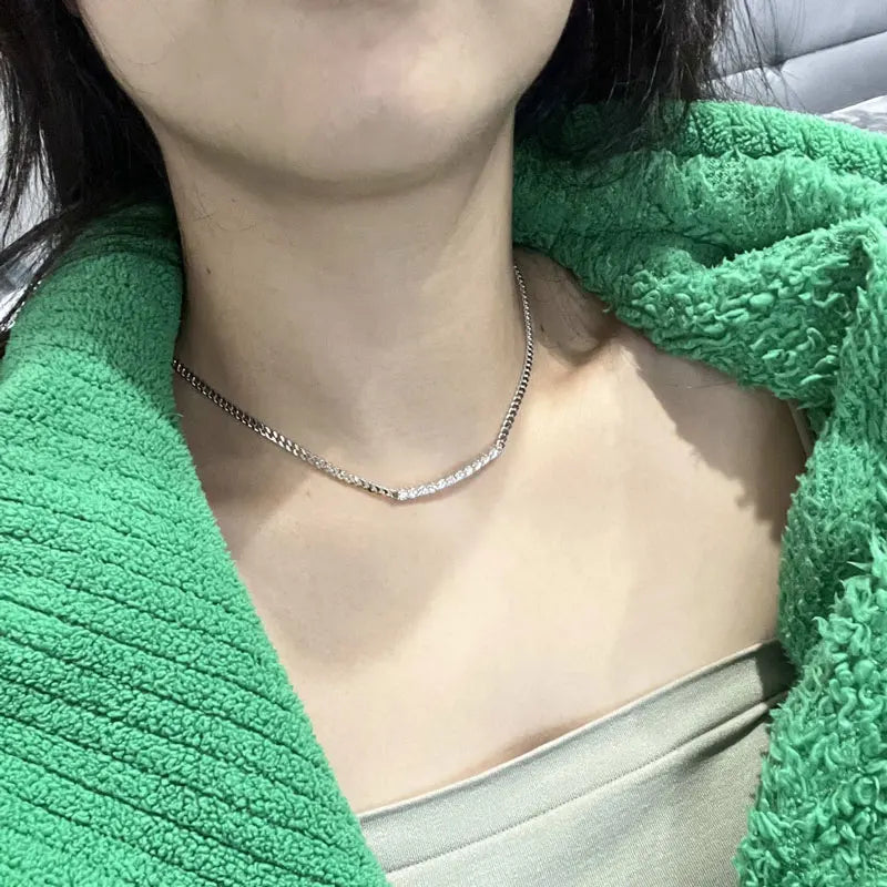 GRA Certified Full Moissanite Smile Pendant Necklace for Women 925 Sterling Silver Clavicle Chain Jewelry Gift Collares