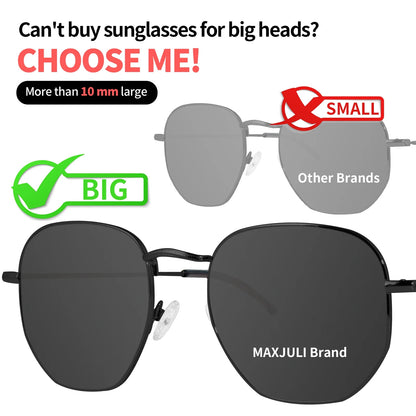 Polarized Sunglasses for Big Wide Heads Men And Women XL Size Metal Glasses Driving Sunglasses 8201