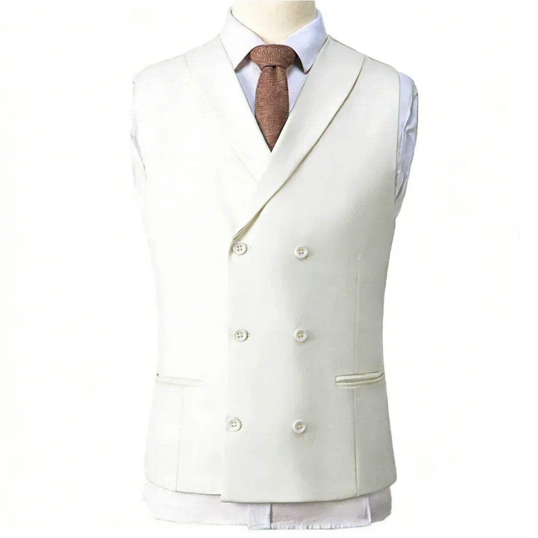 Men Vest Gray With Lapel Double Breasted Solid Waistcoat For Banquet Wedding Business Work Office Casual Daily Men Suit Vest