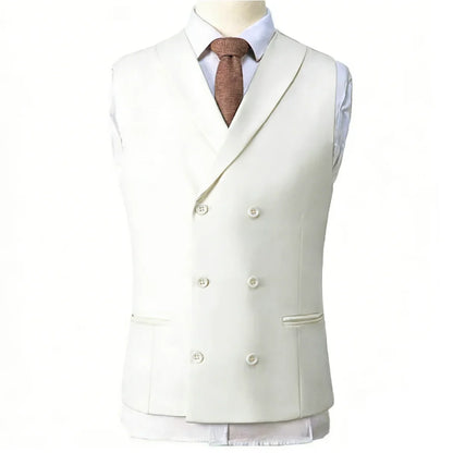 Men Vest Gray With Lapel Double Breasted Solid Waistcoat For Banquet Wedding Business Work Office Casual Daily Men Suit Vest