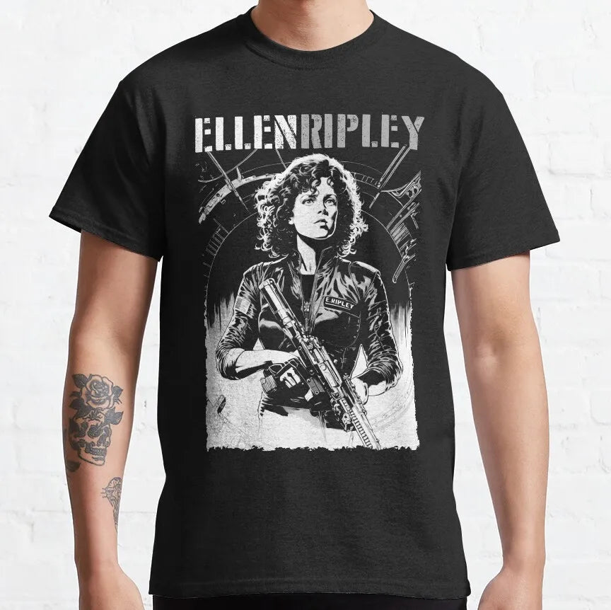 Alien Ellen Ripley 80s Science Fiction Retro Movie Weyland Xenomorph Yutani Prometheus T Shirt 100% Cotton Tees Tops Graphic