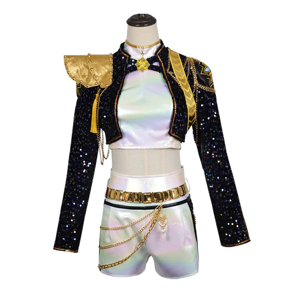 Hot Selling Korean Style Woman Suit Halloween Cosplay Hot Woman Show Costume Black Shiny Suit Halloween Birthday Party Costume